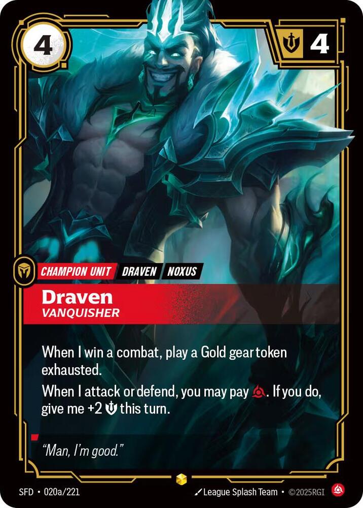 Draven - Vanquisher (Alternate Art) (020a/221) [Spiritforged] - The Mythic Store | 24h Order Processing