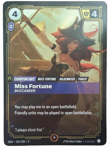 Miss Fortune - Buccaneer (193/298) [Riftbound Organized Play Promotional Cards] - The Mythic Store | 24h Order Processing