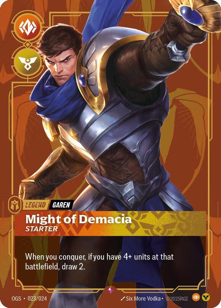 Garen - Might of Demacia (Metal) (023/024) [Riftbound Organized Play Promotional Cards] - The Mythic Store | 24h Order Processing