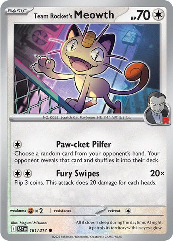 Team Rocket's Meowth (161/217) [Mega Evolution: Ascended Heroes] - The Mythic Store | 24h Order Processing
