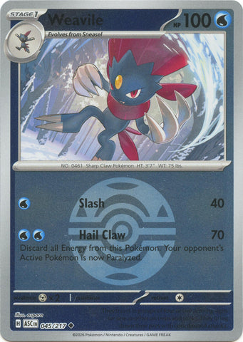 Weavile (045/217) (Dusk Ball) [Mega Evolution: Ascended Heroes] - The Mythic Store | 24h Order Processing
