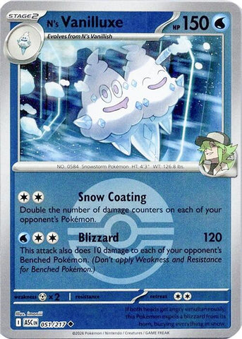 N's Vanilluxe (051/217) (Poke Ball) [Mega Evolution: Ascended Heroes] - The Mythic Store | 24h Order Processing