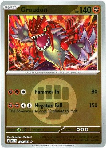 Groudon (108/217) (Energy Symbol Pattern) [Mega Evolution: Ascended Heroes] - The Mythic Store | 24h Order Processing