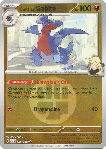 Cynthia's Gabite (110/217) (Energy Symbol Pattern) [Mega Evolution: Ascended Heroes] - The Mythic Store | 24h Order Processing
