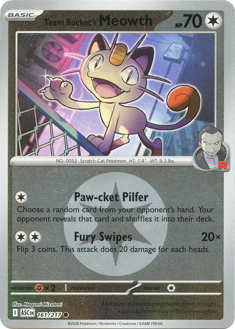 Team Rocket's Meowth (161/217) (Energy Symbol Pattern) [Mega Evolution: Ascended Heroes] - The Mythic Store | 24h Order Processing