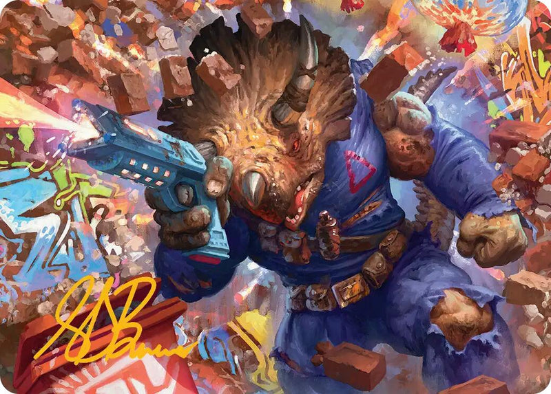 Zog, Triceraton Castaway Art Card (Gold-Stamped Signature) [Teenage Mutant Ninja Turtles Art Series] - The Mythic Store | 24h Order Processing