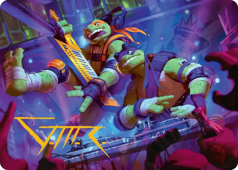 Mikey & Don, Party Planners Art Card (Gold-Stamped Signature) [Teenage Mutant Ninja Turtles Art Series] - The Mythic Store | 24h Order Processing