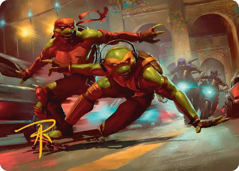 Raph & Mikey, Troublemakers Art Card (Gold-Stamped Signature) [Teenage Mutant Ninja Turtles Art Series] - The Mythic Store | 24h Order Processing
