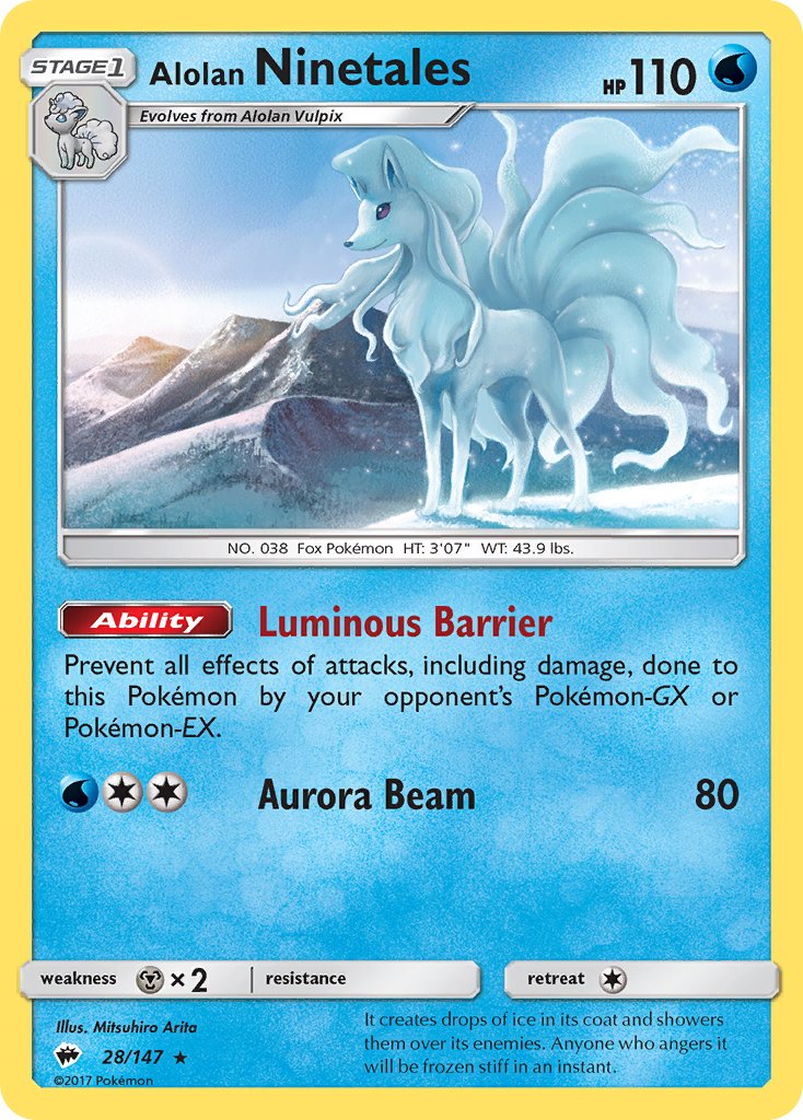 Alolan Ninetales (28/147) (Water Web Holo) (Theme Deck Exclusives) [Sun & Moon: Burning Shadows] - The Mythic Store | 24h Order Processing