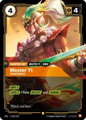 Master Yi - Tempered (Alternate Art) (113a/219) [Unleashed] - The Mythic Store | 24h Order Processing