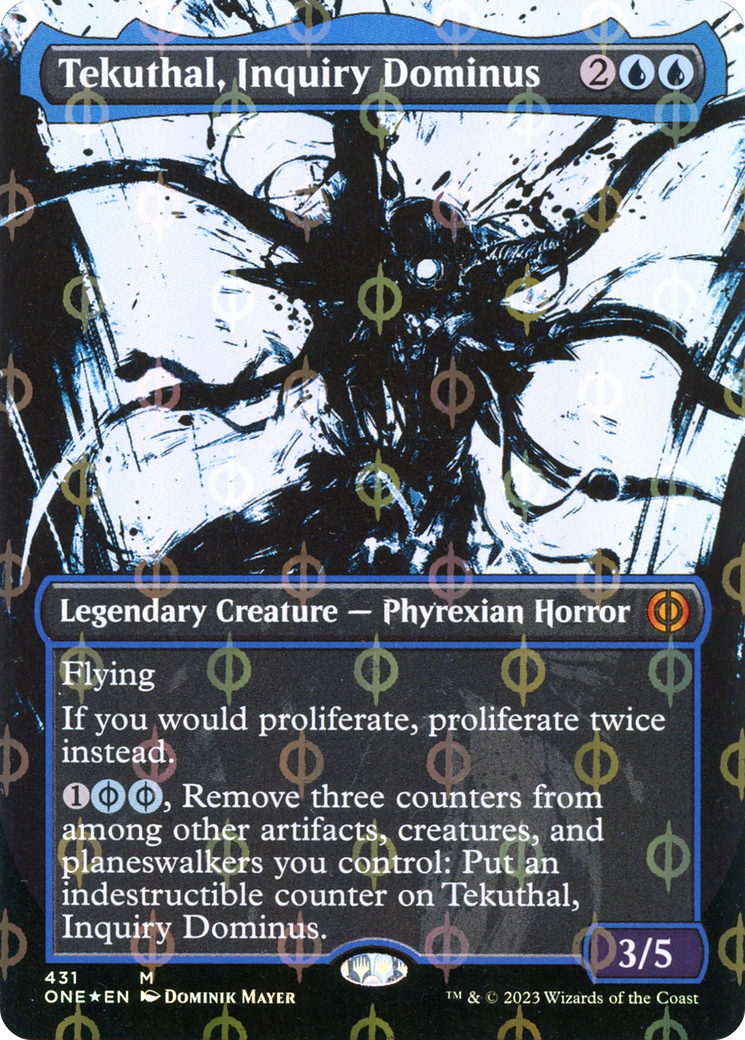 Tekuthal, Inquiry Dominus (Borderless Ichor Step-and-Compleat Foil) [Phyrexia: All Will Be One] - The Mythic Store | 24h Order Processing