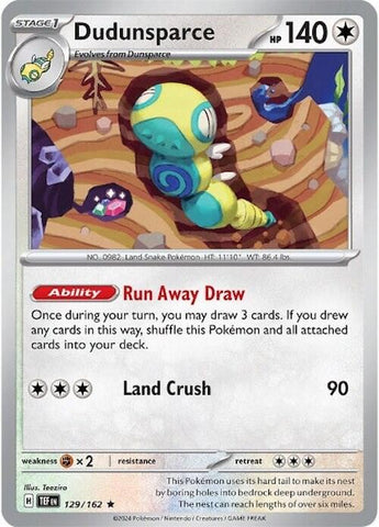 Dudunsparce (129/162) (Non-Holo) (Deck Exclusive) [Scarlet & Violet: Temporal Forces] - The Mythic Store | 24h Order Processing