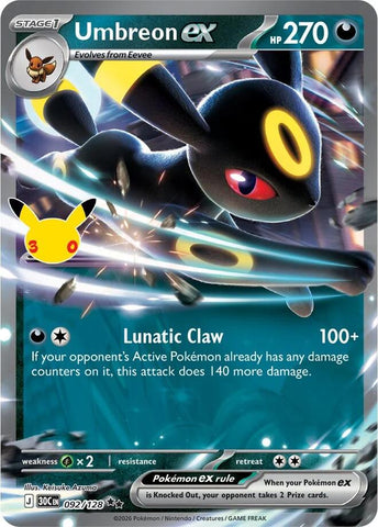 Umbreon ex (092/128) [Mega Evolution: 30th Celebration] - The Mythic Store | 24h Order Processing