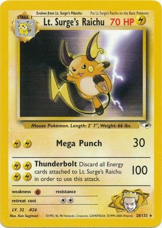 Lt. Surge's Raichu (28/132) [Gym Heroes Unlimited] - The Mythic Store | 24h Order Processing