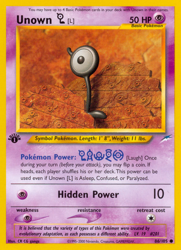 Unown [L] (86/105) [Neo Destiny 1st Edition] - The Mythic Store | 24h Order Processing
