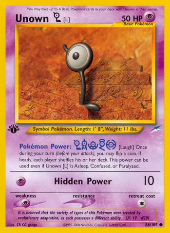 Unown [L] (86/105) [Neo Destiny 1st Edition] - The Mythic Store | 24h Order Processing
