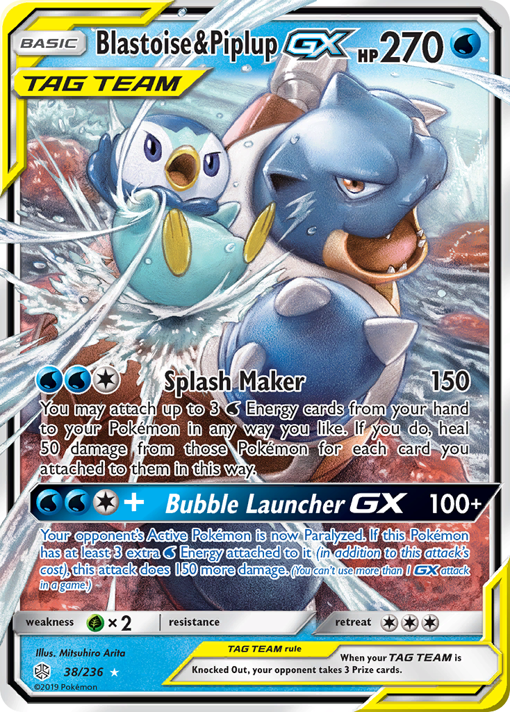 Blastoise & Piplup GX (38/236) [Sun & Moon: Cosmic Eclipse] - The Mythic Store | 24h Order Processing
