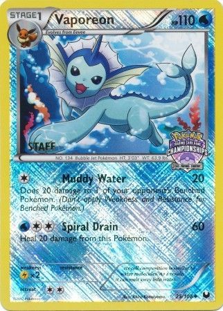 Vaporeon (25/108) (State Province Championship 2013 Promo Staff) [Black & White: Dark Explorers] - The Mythic Store | 24h Order Processing