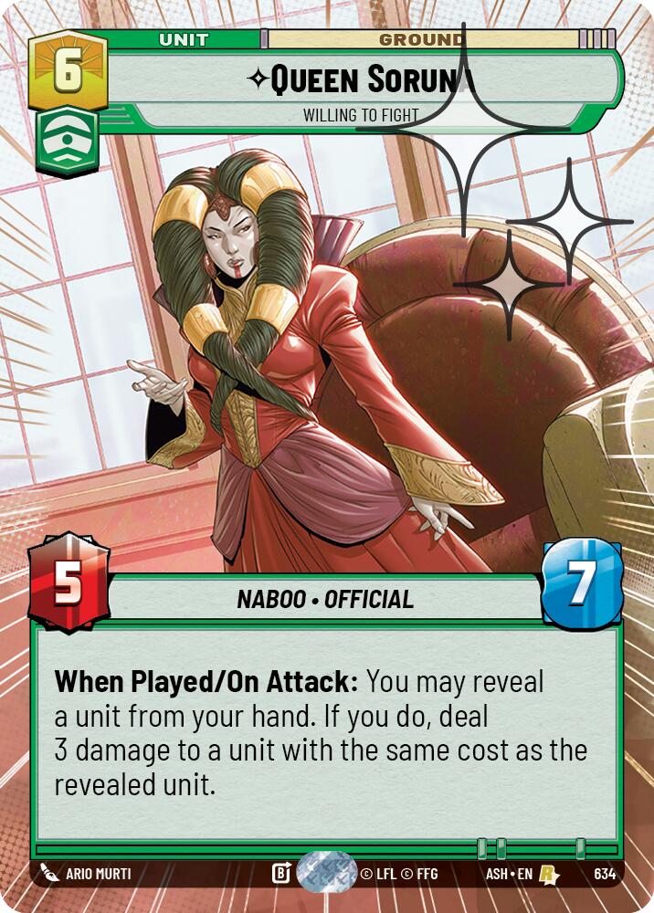 Queen Soruna - Willing to Fight (634) (Hyperspace Foil) (634) [Ashes of the Empire] - The Mythic Store | 24h Order Processing
