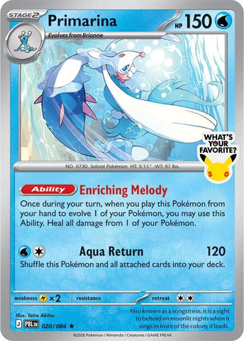 Primarina (020/084) (What's Your Favorite Stamp) [Mega Evolution: Pitch Black] - The Mythic Store | 24h Order Processing