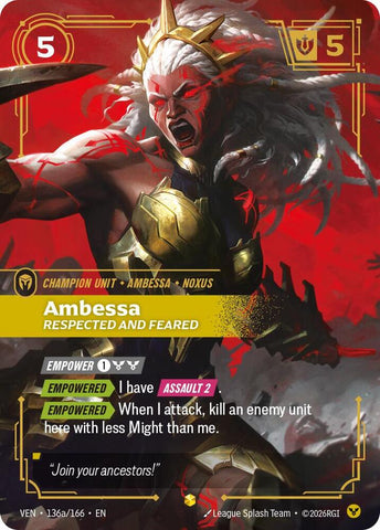 Ambessa, Respected and Feared (Alternate Art) (136a/166) [Vendetta] - The Mythic Store | 24h Order Processing