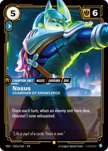 Nasus, Guardian of Knowledge (Alternate Art) (063a/166) [Vendetta] - The Mythic Store | 24h Order Processing