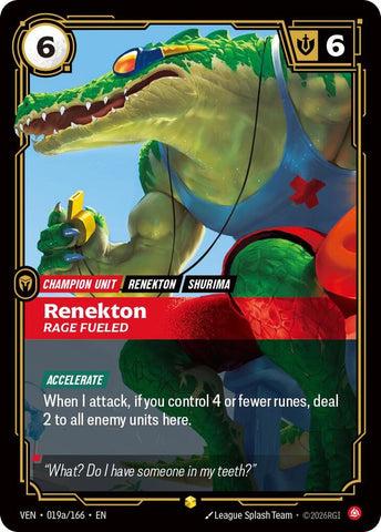 Renekton, Rage Fueled (Alternate Art) (019a/166) [Vendetta] - The Mythic Store | 24h Order Processing