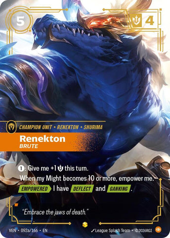 Renekton, Brute (Alternate Art) (092a/166) [Vendetta] - The Mythic Store | 24h Order Processing