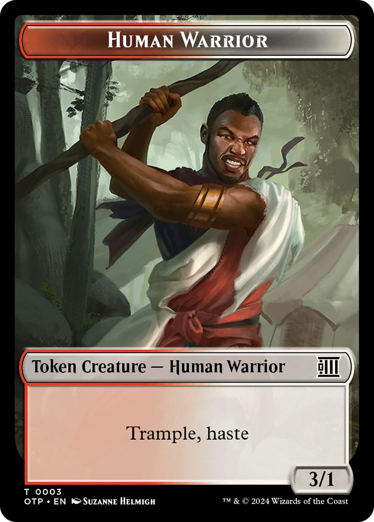Human Warrior // Plot Double-Sided Token [Outlaws of Thunder Junction: Breaking News Tokens] - The Mythic Store | 24h Order Processing