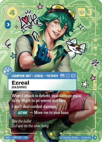 Ezreal, Dashing (Overnumbered) (180/167) [Radiance] - The Mythic Store | 24h Order Processing