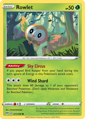 Rowlet (011/189) [Sword & Shield: Darkness Ablaze] - The Mythic Store | 24h Order Processing