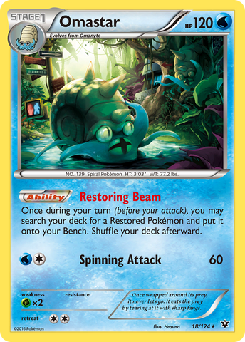 Omastar (18/124) [XY: Fates Collide] - The Mythic Store | 24h Order Processing