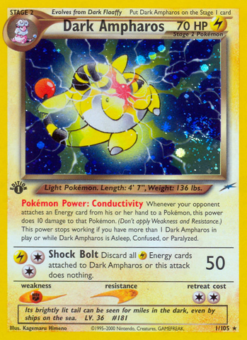 Dark Ampharos (1/105) [Neo Destiny 1st Edition] - The Mythic Store | 24h Order Processing