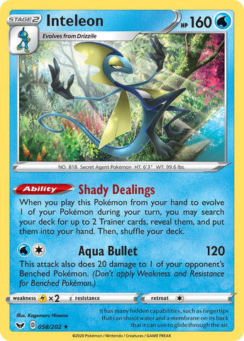 Inteleon (058/202) (Theme Deck Exclusive) [Sword & Shield: Base Set] - The Mythic Store | 24h Order Processing