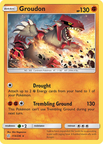 Groudon (113/236) (Cracked Ice Holo) (Theme Deck Exclusive) [Sun & Moon: Cosmic Eclipse] - The Mythic Store | 24h Order Processing