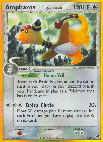 Ampharos (1/101) (Delta Species) [EX: Dragon Frontiers] - The Mythic Store | 24h Order Processing