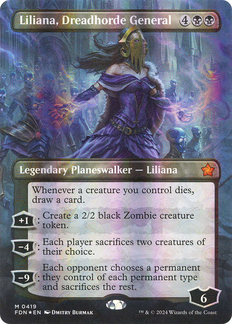 Liliana, Dreadhorde General (Borderless) (Mana Foil) [Foundations] - The Mythic Store | 24h Order Processing