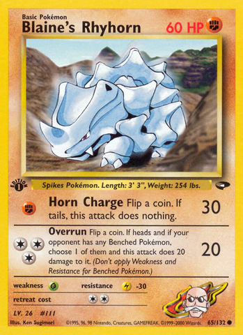 Blaine's Rhyhorn (65/132) [Gym Challenge 1st Edition] - The Mythic Store | 24h Order Processing