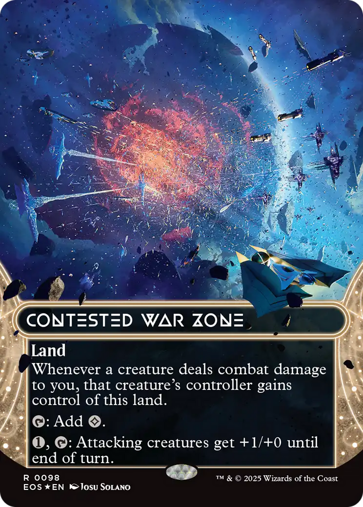 Contested War Zone (0098) (Borderless) (Galaxy Foil) [Edge of Eternities: Stellar Sights] - The Mythic Store | 24h Order Processing
