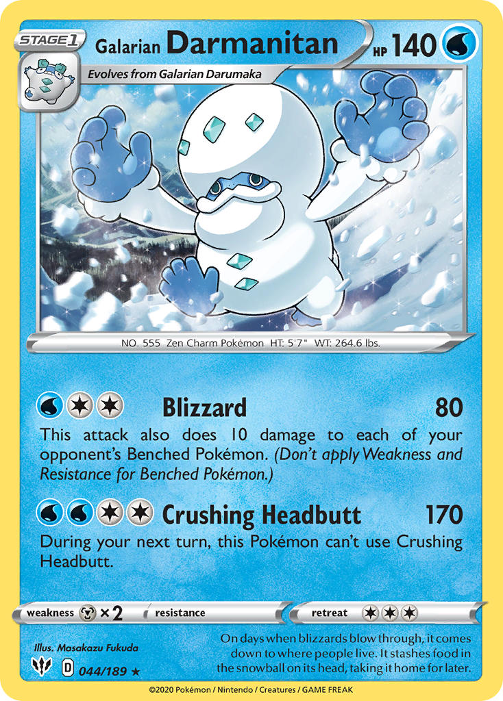 Galarian Darmanitan (044/189) (Cracked Ice Holo) (Theme Deck Exclusive) [Sword & Shield: Darkness Ablaze] - The Mythic Store | 24h Order Processing