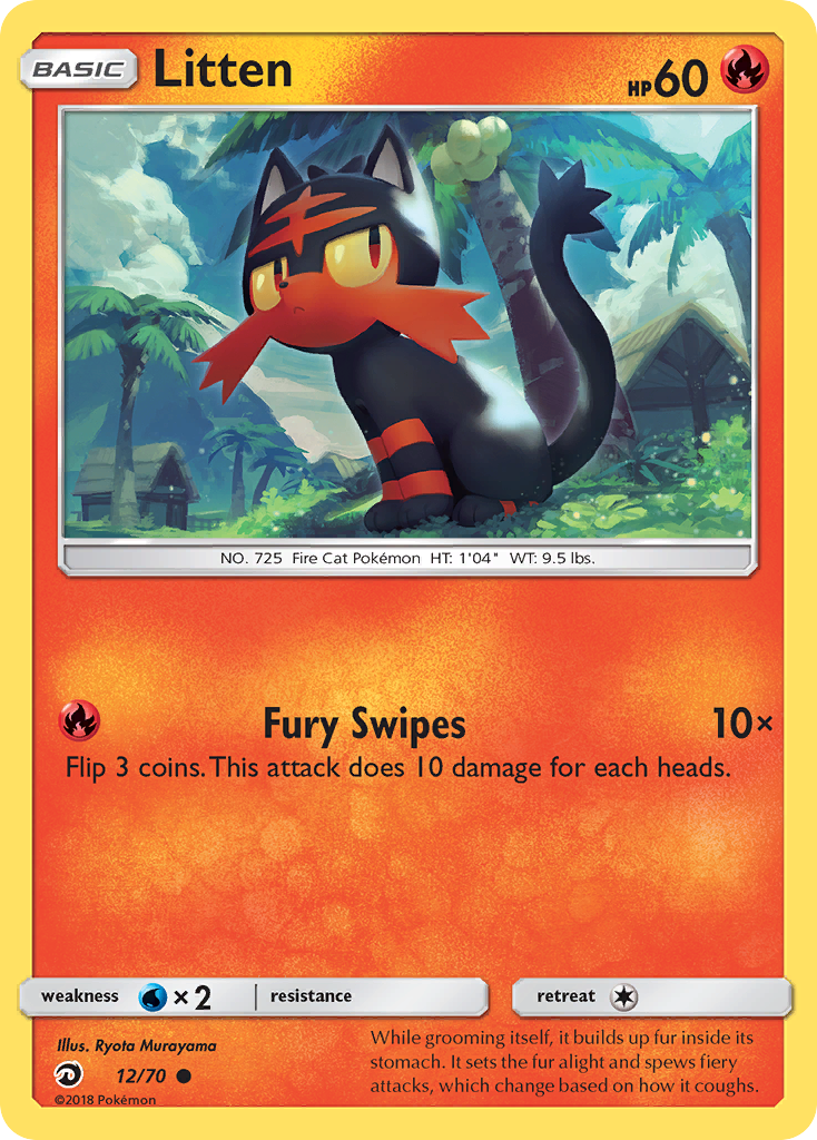 Litten (12/70) [Sun & Moon: Dragon Majesty] - The Mythic Store | 24h Order Processing