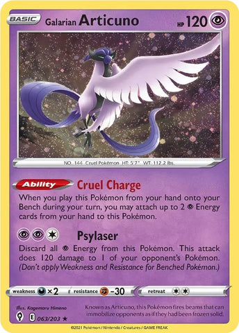Galarian Articuno (063/203) (Cosmos Holo) [Sword & Shield: Evolving Skies] - The Mythic Store | 24h Order Processing