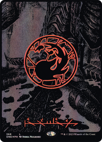 Mountain (368) (Oil Slick Raised Foil) [Phyrexia: All Will Be One] - The Mythic Store | 24h Order Processing