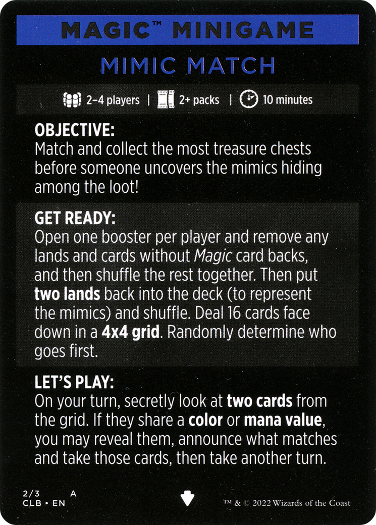 Mimic Match (Magic Minigame) [Commander Legends: Battle for Baldur's Gate Minigame] - The Mythic Store | 24h Order Processing