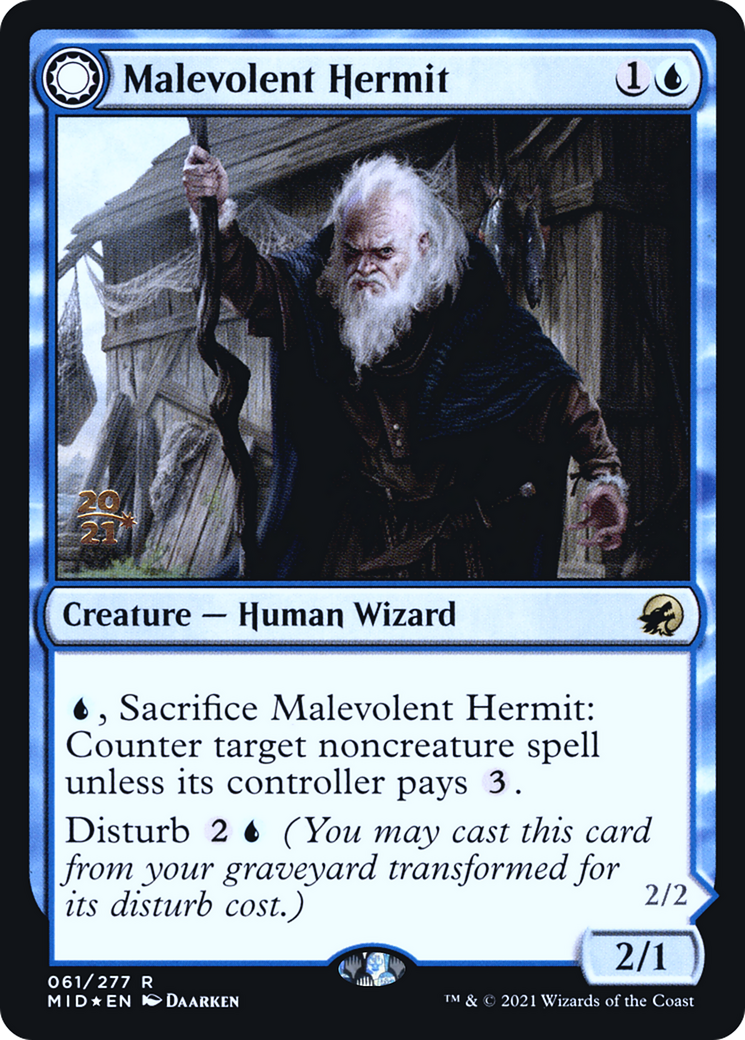Malevolent Hermit // Benevolent Geist [Innistrad: Midnight Hunt Prerelease Promos] - The Mythic Store | 24h Order Processing