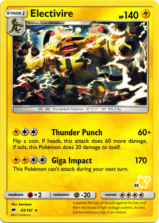 Electivire (43/147) (Pikachu Stamp #32) [Battle Academy 2020] - The Mythic Store | 24h Order Processing