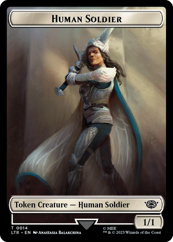 Human Soldier (0014) // Food (0024) Double-Sided Token (Surge Foil) [The Lord of the Rings: Tales of Middle-Earth Tokens] - The Mythic Store | 24h Order Processing
