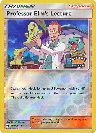Professor Elm's Lecture (188/214) (Regional Championship Promo Staff) [Sun & Moon: Lost Thunder] - The Mythic Store | 24h Order Processing