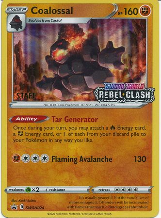 Coalossal (SWSH024) (Staff Prerelease Promo) [Sword & Shield: Black Star Promos] - The Mythic Store | 24h Order Processing
