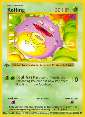 Koffing (51/102) (Shadowless) [Base Set 1st Edition] - The Mythic Store | 24h Order Processing
